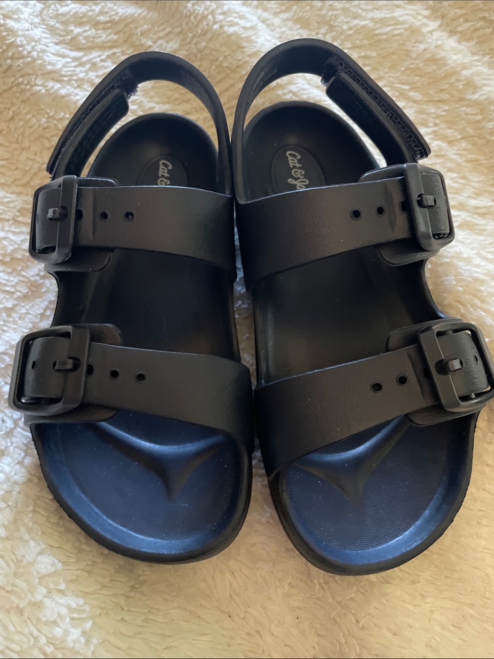 Cat & Jack Black Kids Double-Buckle Slingback Sandals